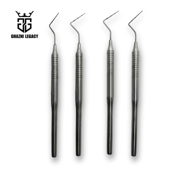 Single-ended periodontal probe set, made from high-quality stainless steel, designed for dental surgeries and periodontal examinations. Single-ended periodontal probe set, made from high-quality stainless steel, designed for dental surgeries and periodontal examinations.