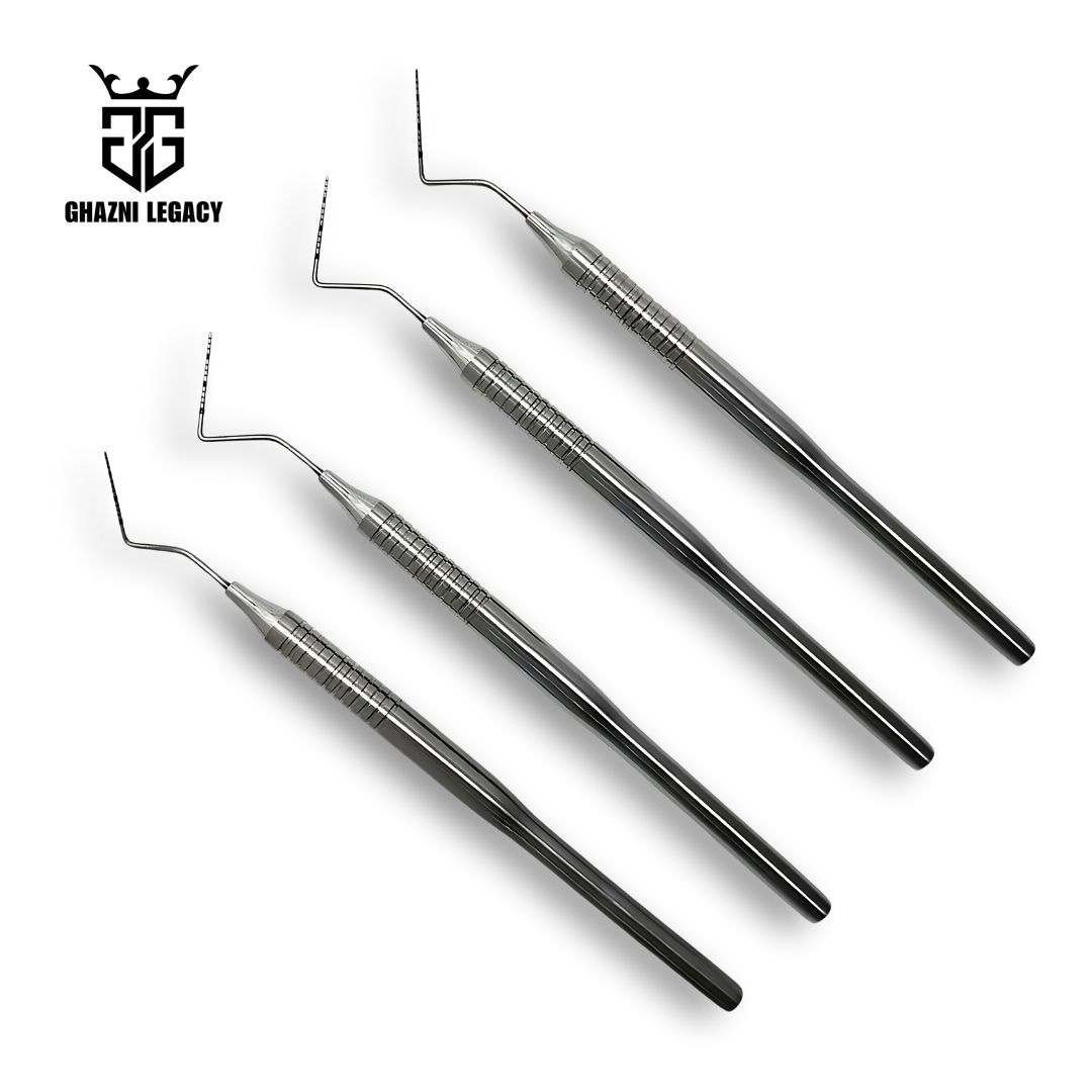 Single-ended periodontal probe set, made from high-quality stainless steel, designed for dental surgeries and periodontal examinations.